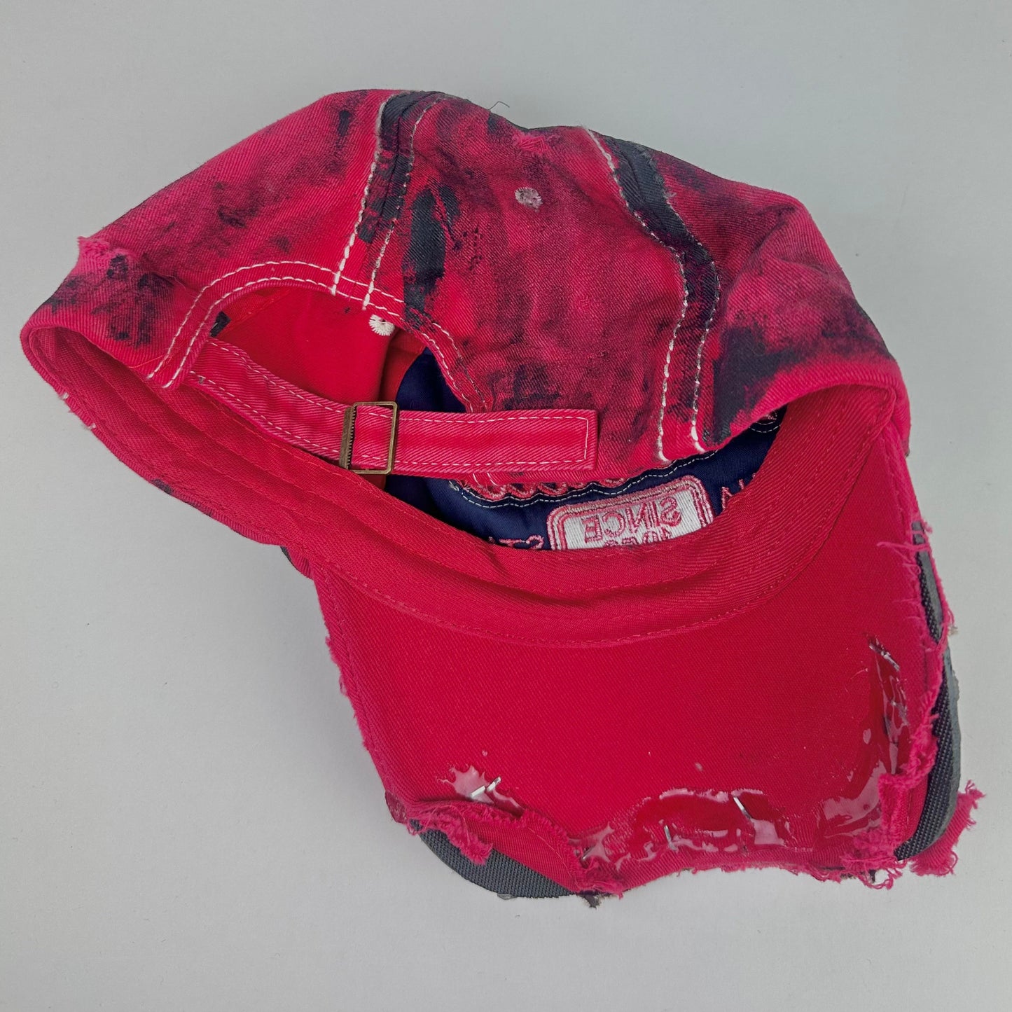 ASTROBOI* 'Red #5' Hawaii Blue & Red Deconstructed Resin Hat