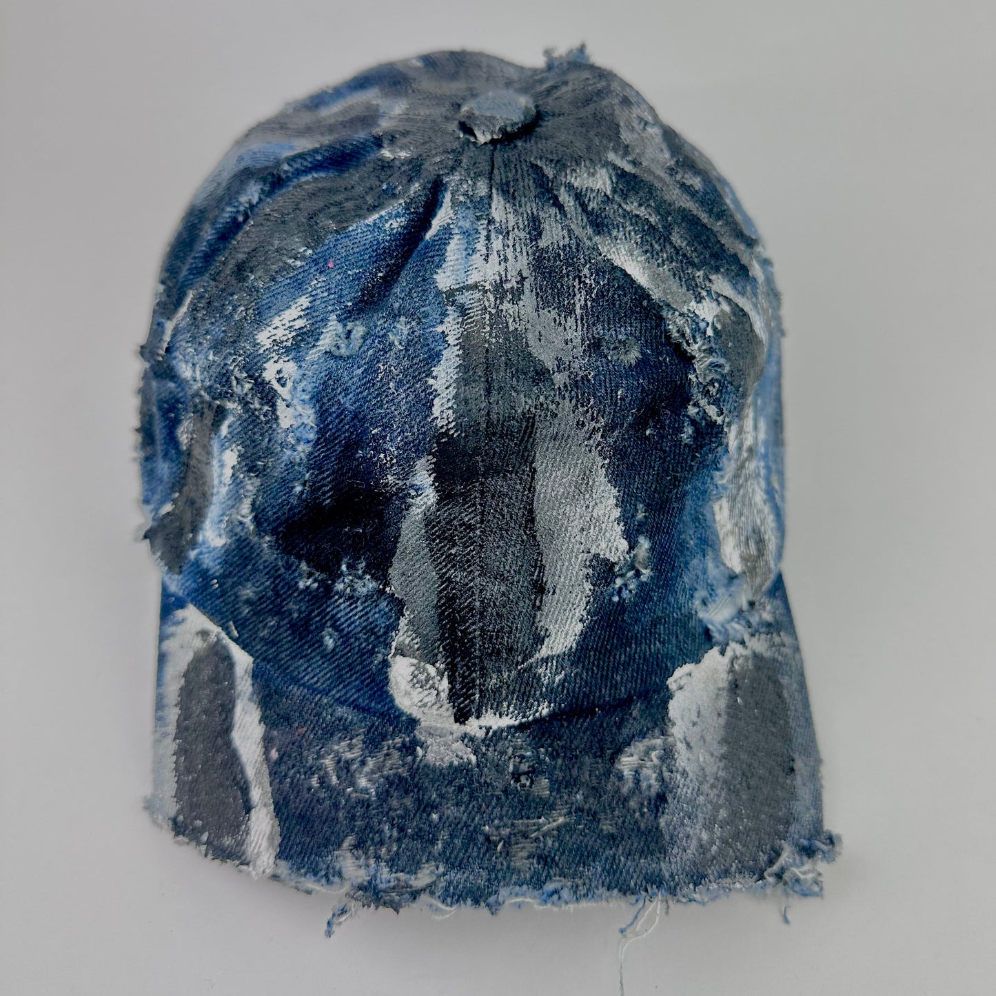 ASTROBOI* DISTRESSED HALF VISOR BLUE DENIM PAINTED HAT