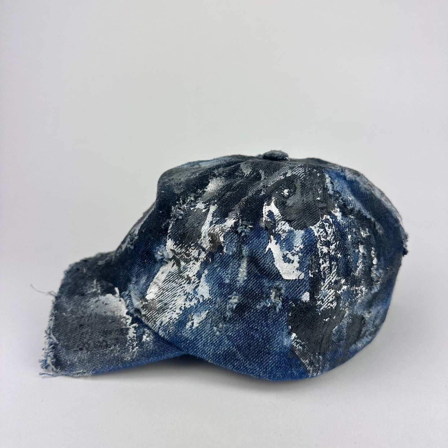 ASTROBOI* DISTRESSED HALF VISOR BLUE DENIM PAINTED HAT