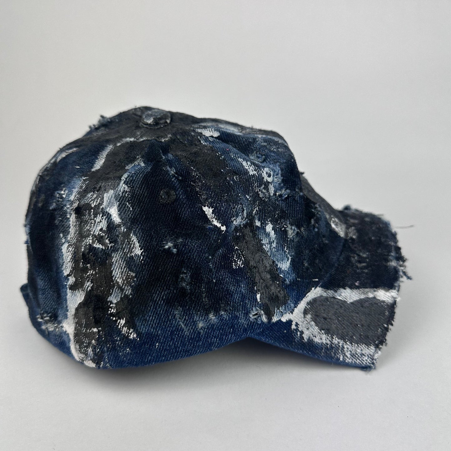 ASTROBOI* DISTRESSED HALF VISOR BLUE DENIM PAINTED HAT