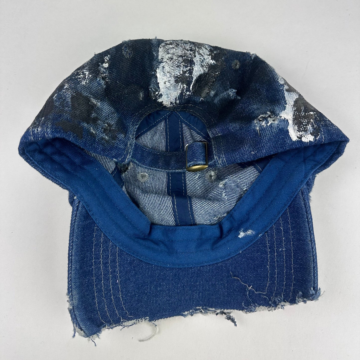ASTROBOI* DISTRESSED HALF VISOR BLUE DENIM PAINTED HAT