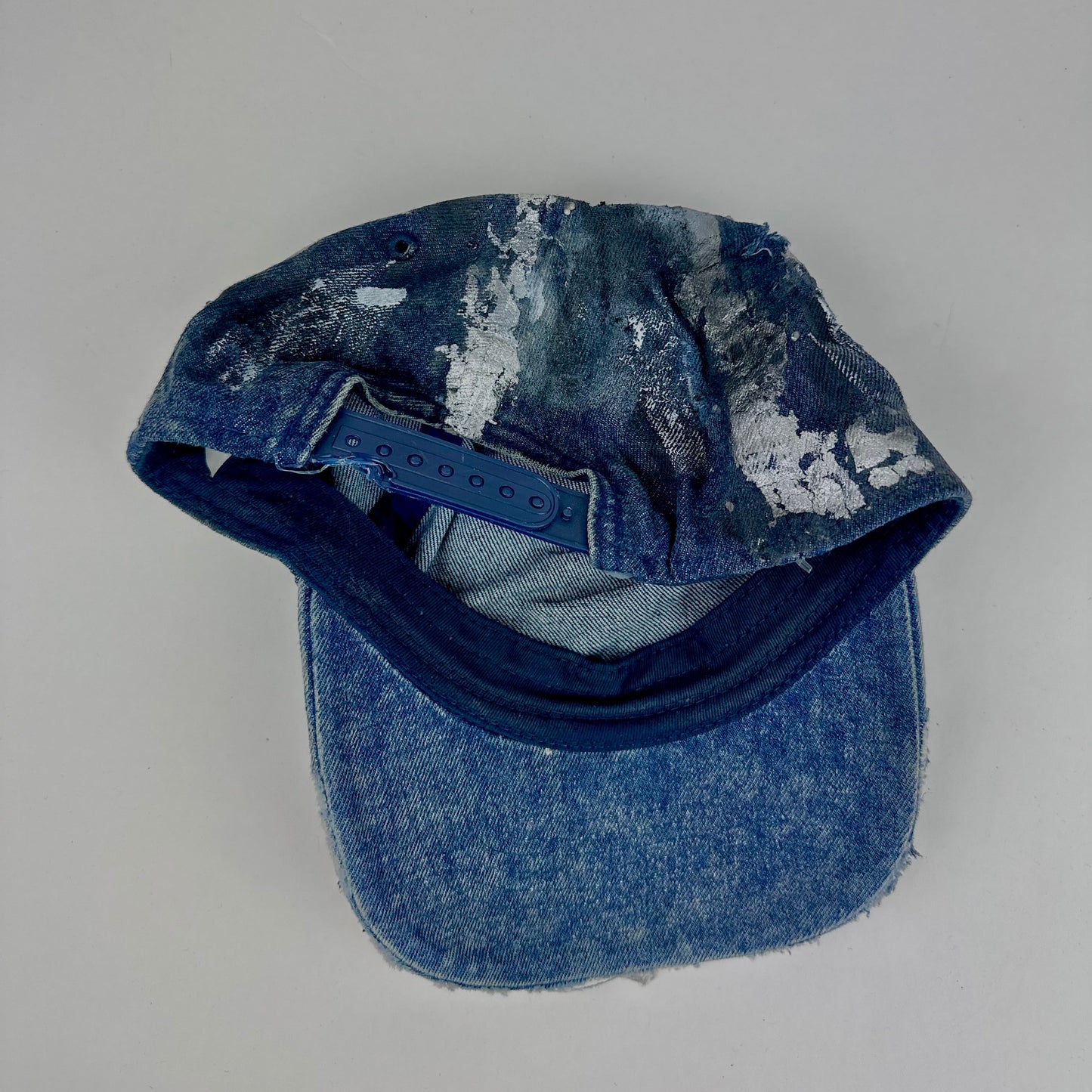 ASTROBOI* 'Denim Tar' Blue Distressed Painted Rhinestone Resin Hat