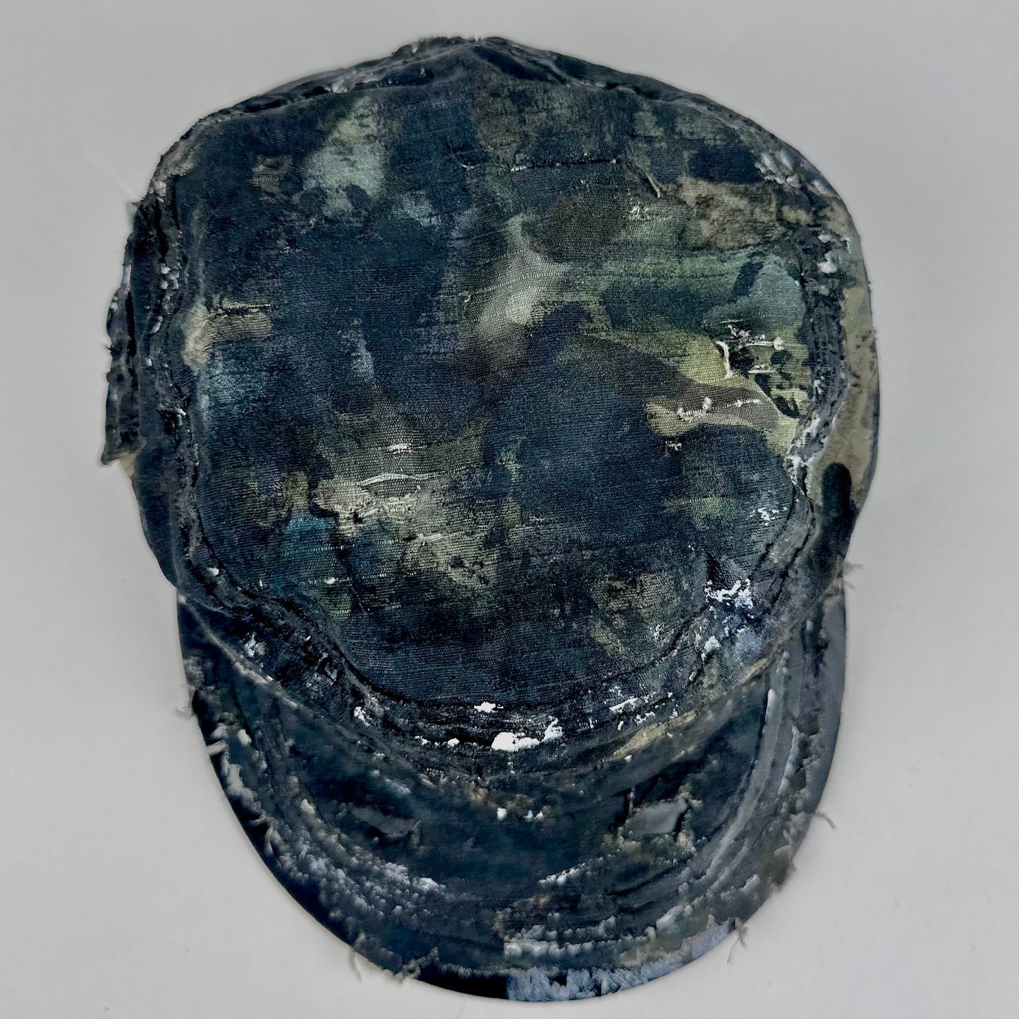 ASTROBOI* Retro Green Distressed Camouflage Painted Hat