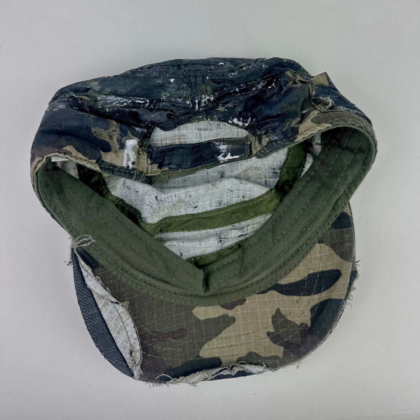 ASTROBOI* Retro Green Distressed Camouflage Painted Hat