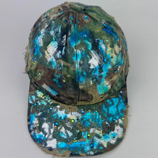 'Luther' Brown Camouflage Metallic Rhinestone Hat