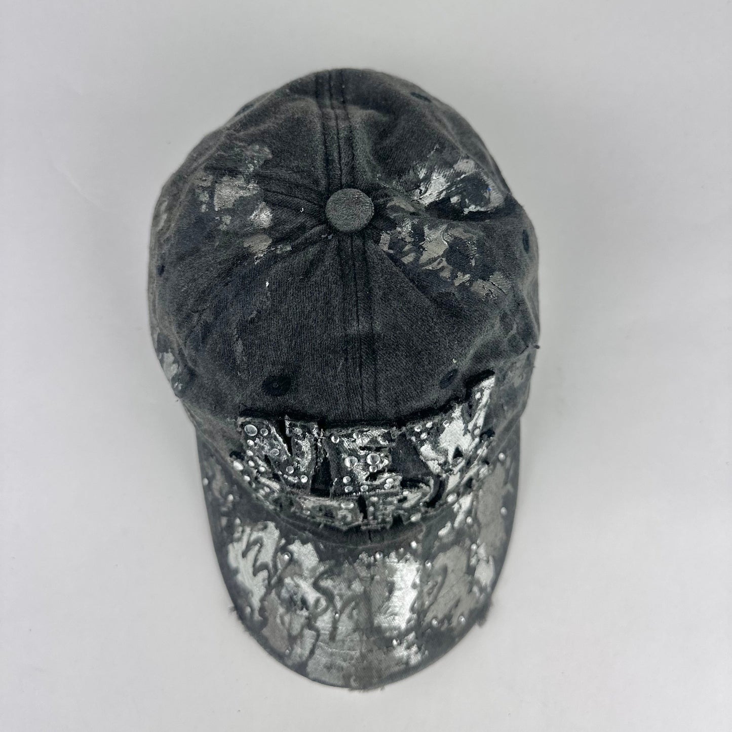 ASTROBOI* 'CHROME' New York Black Distressed Metallic Hat