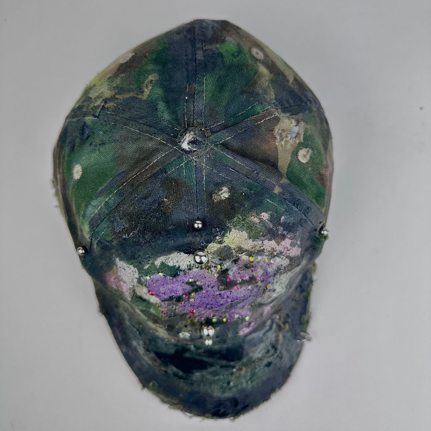 ASTROBOI* 'Rhinestone Camo' Green Distressed Hat
