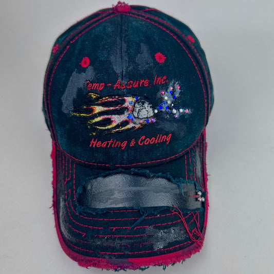 ASTROBOI* 'Heating + Cooling' Black Pierced Rhinestone Hat