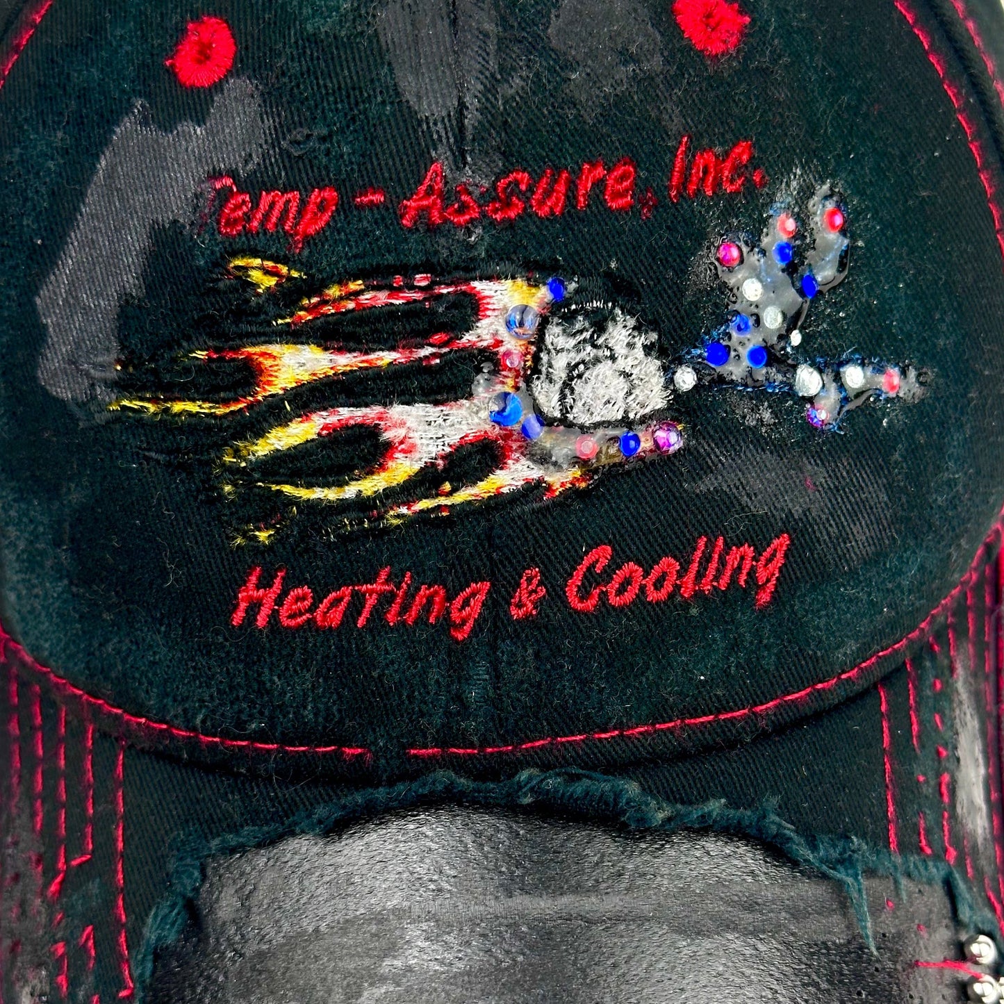 ASTROBOI* 'Heating + Cooling' Black Pierced Rhinestone Hat