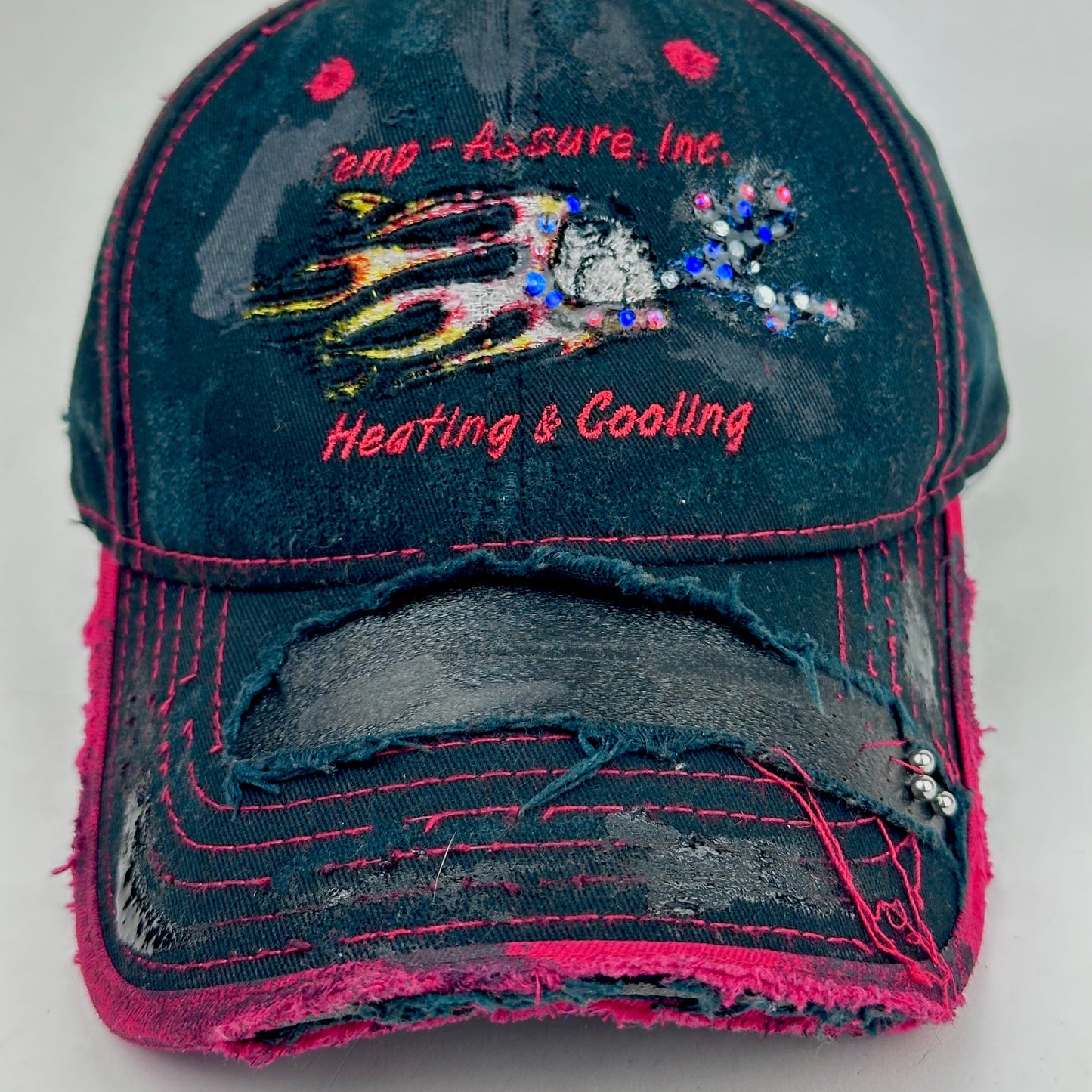 ASTROBOI* 'Heating + Cooling' Black Pierced Rhinestone Hat