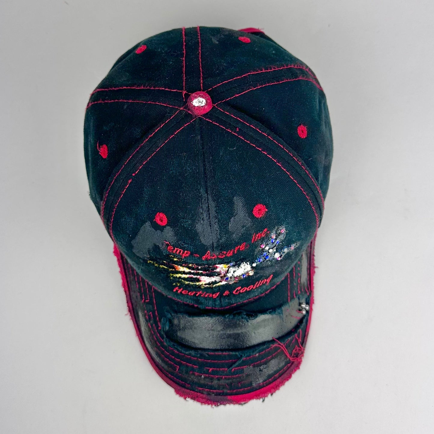 ASTROBOI* 'Heating + Cooling' Black Pierced Rhinestone Hat