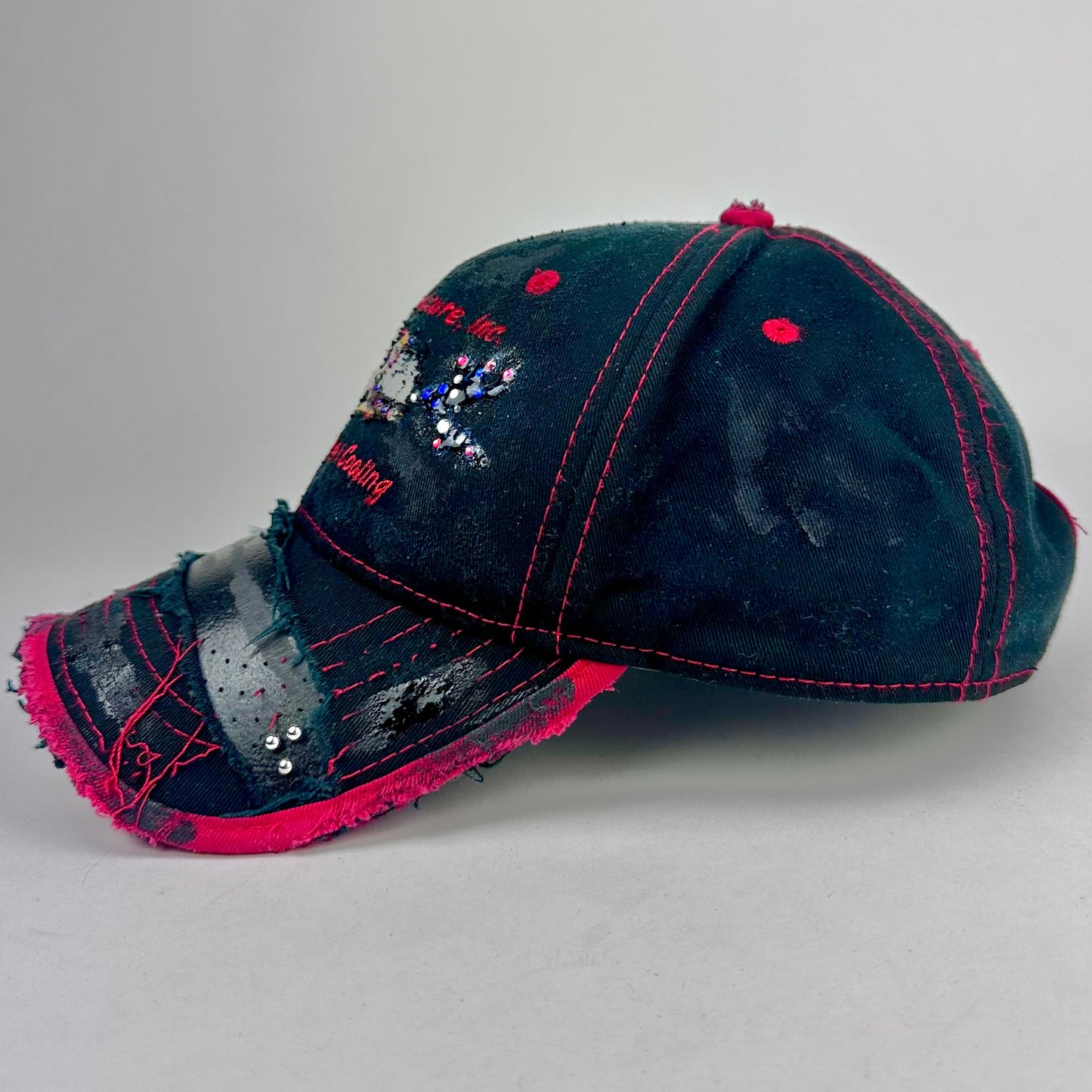 ASTROBOI* 'Heating + Cooling' Black Pierced Rhinestone Hat