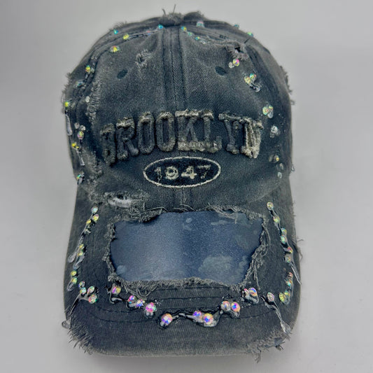 ASTROBOI* 'Moon Crystals' Brooklyn Black Distressed Rhinestone Hat