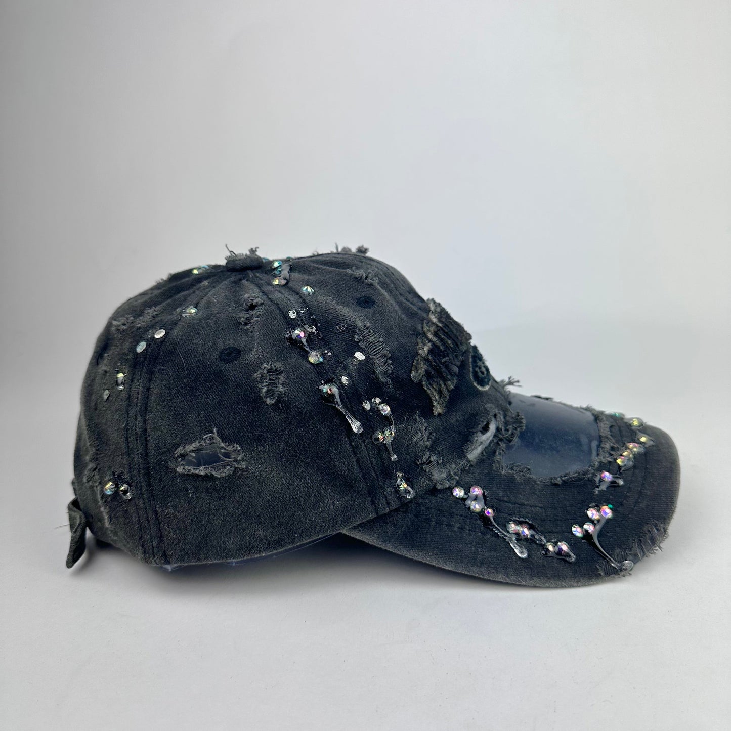 ASTROBOI* 'Moon Crystals' Brooklyn Black Distressed Rhinestone Hat