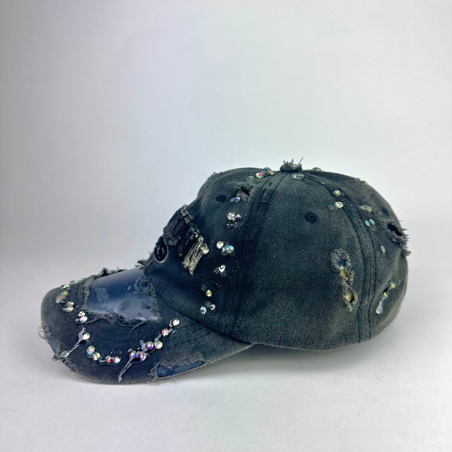 ASTROBOI* 'Moon Crystals' Brooklyn Black Distressed Rhinestone Hat