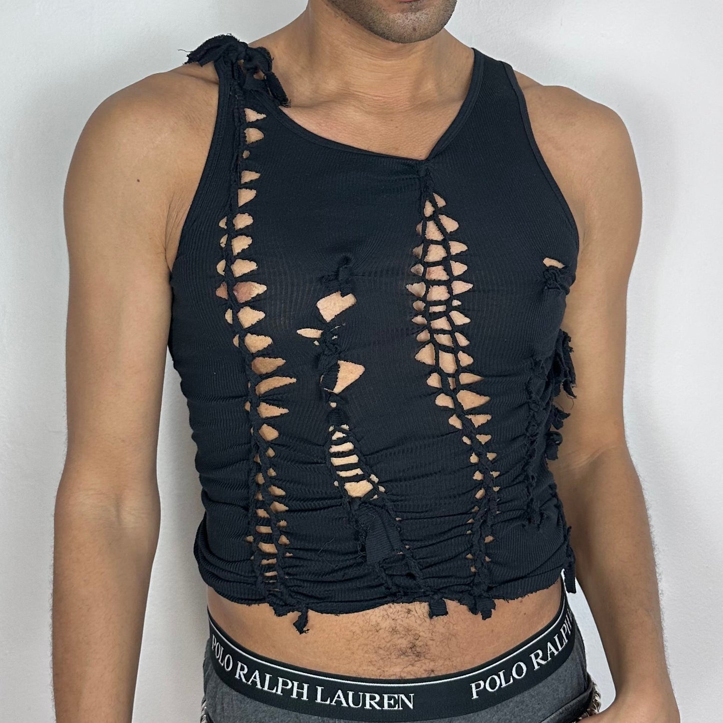 ASTROBOI* x Gildan 'Natt' Black Braided Twist Tank Top - Medium