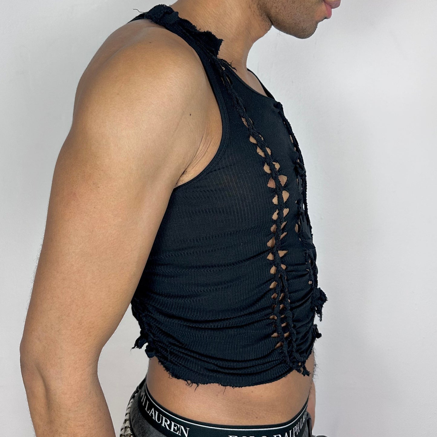 ASTROBOI* x Gildan 'Natt' Black Braided Twist Tank Top - Medium