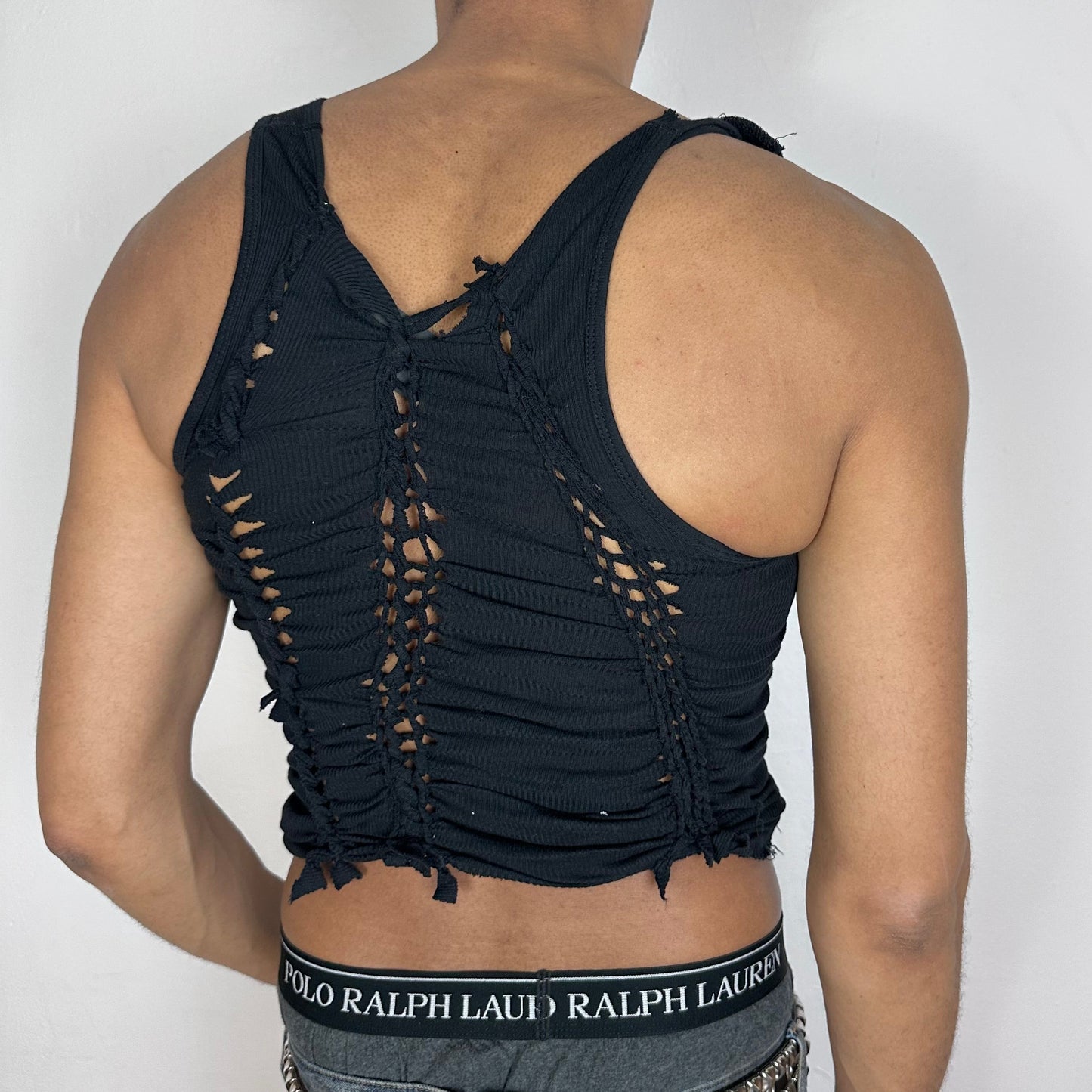 ASTROBOI* x Gildan 'Natt' Black Braided Twist Tank Top - Medium