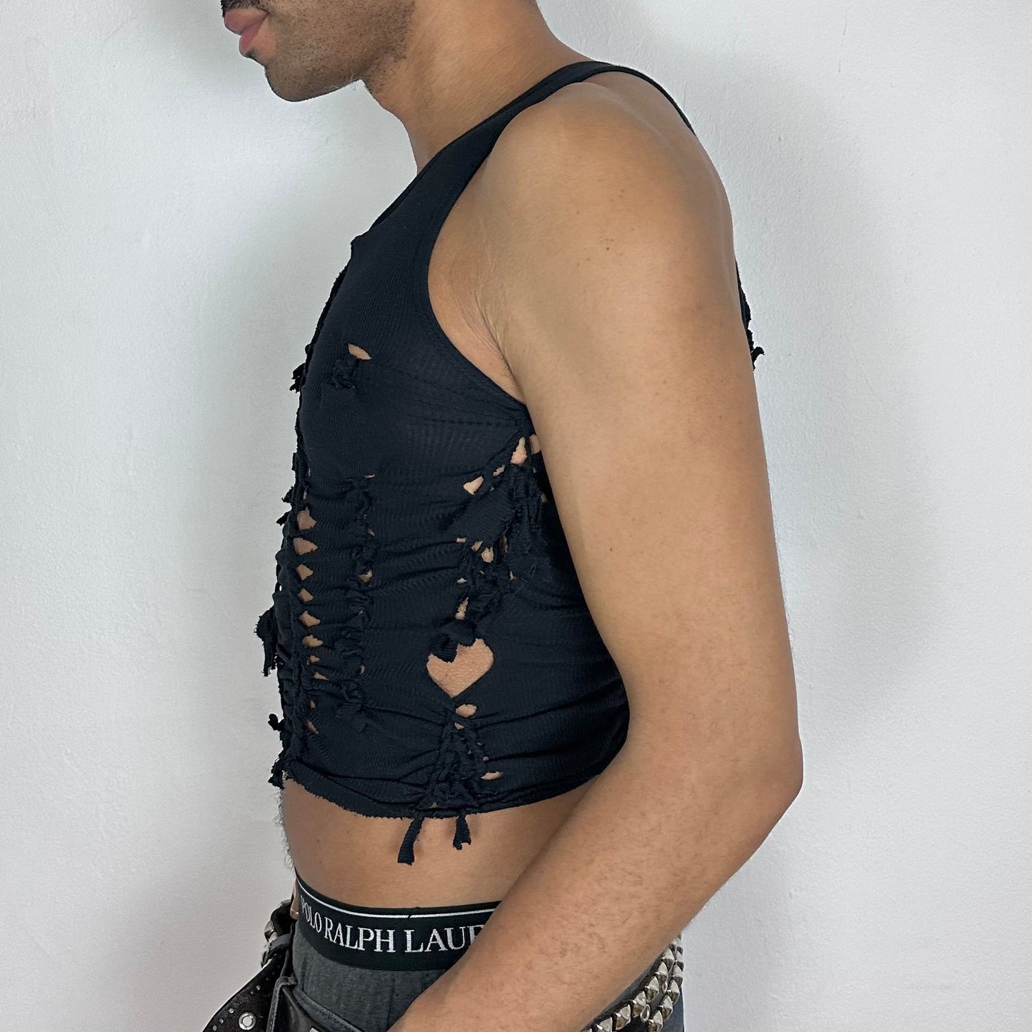 ASTROBOI* x Gildan 'Natt' Black Braided Twist Tank Top - Medium