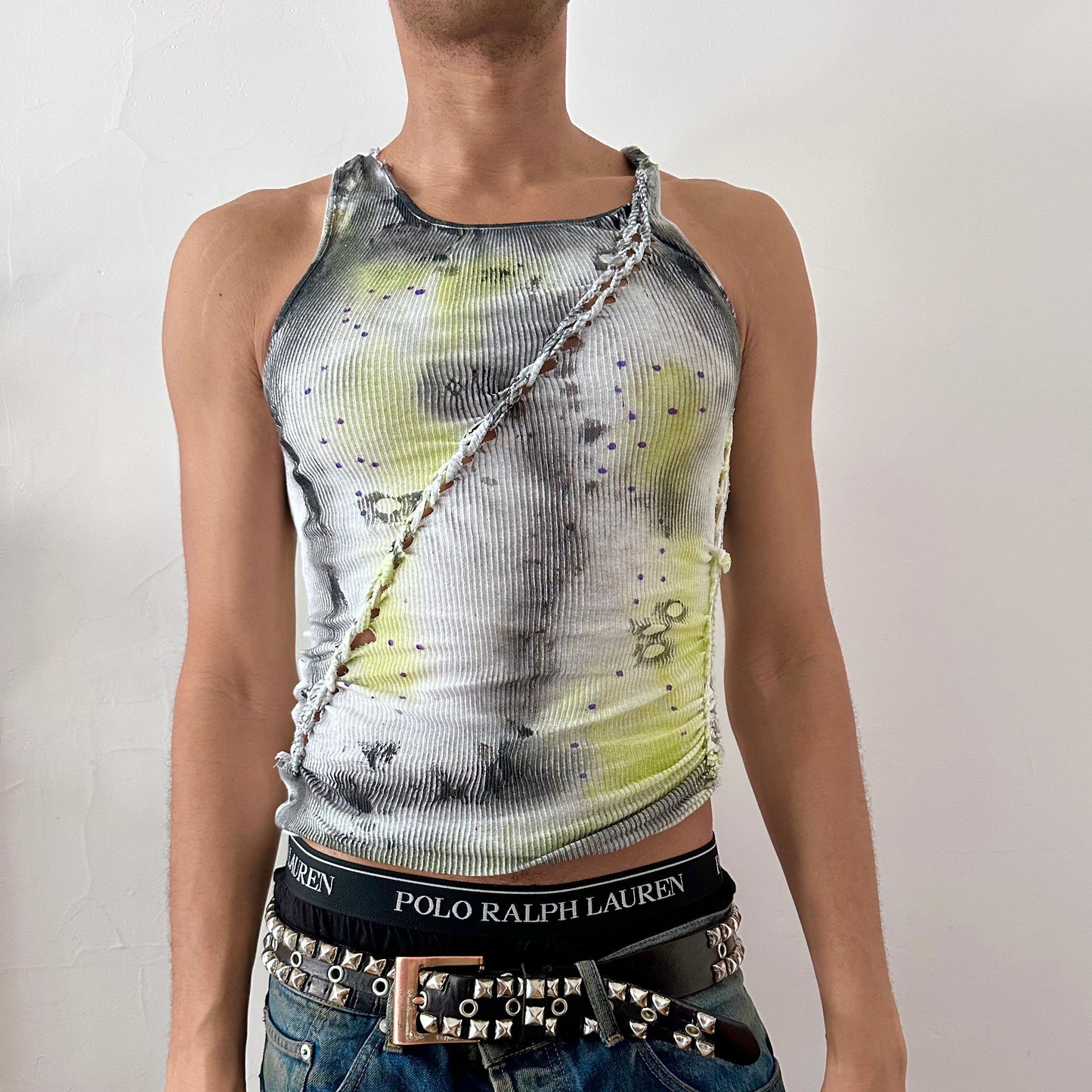 ASTROBOI x Hanes* 'Toxic Daisy' White Braided Yellow/Black Graphic Print Tank Top - Large
