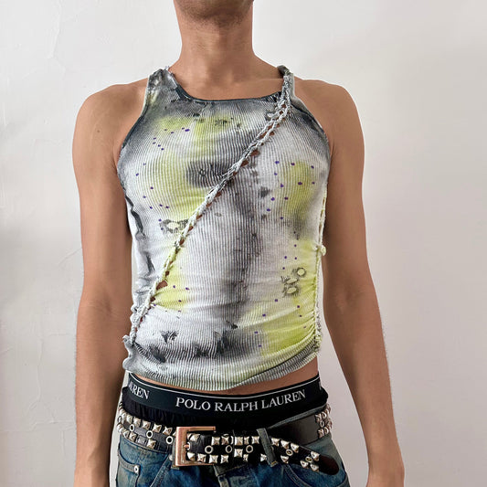ASTROBOI x Hanes* 'Toxic Daisy' White Braided Yellow/Black Graphic Print Tank Top - Large