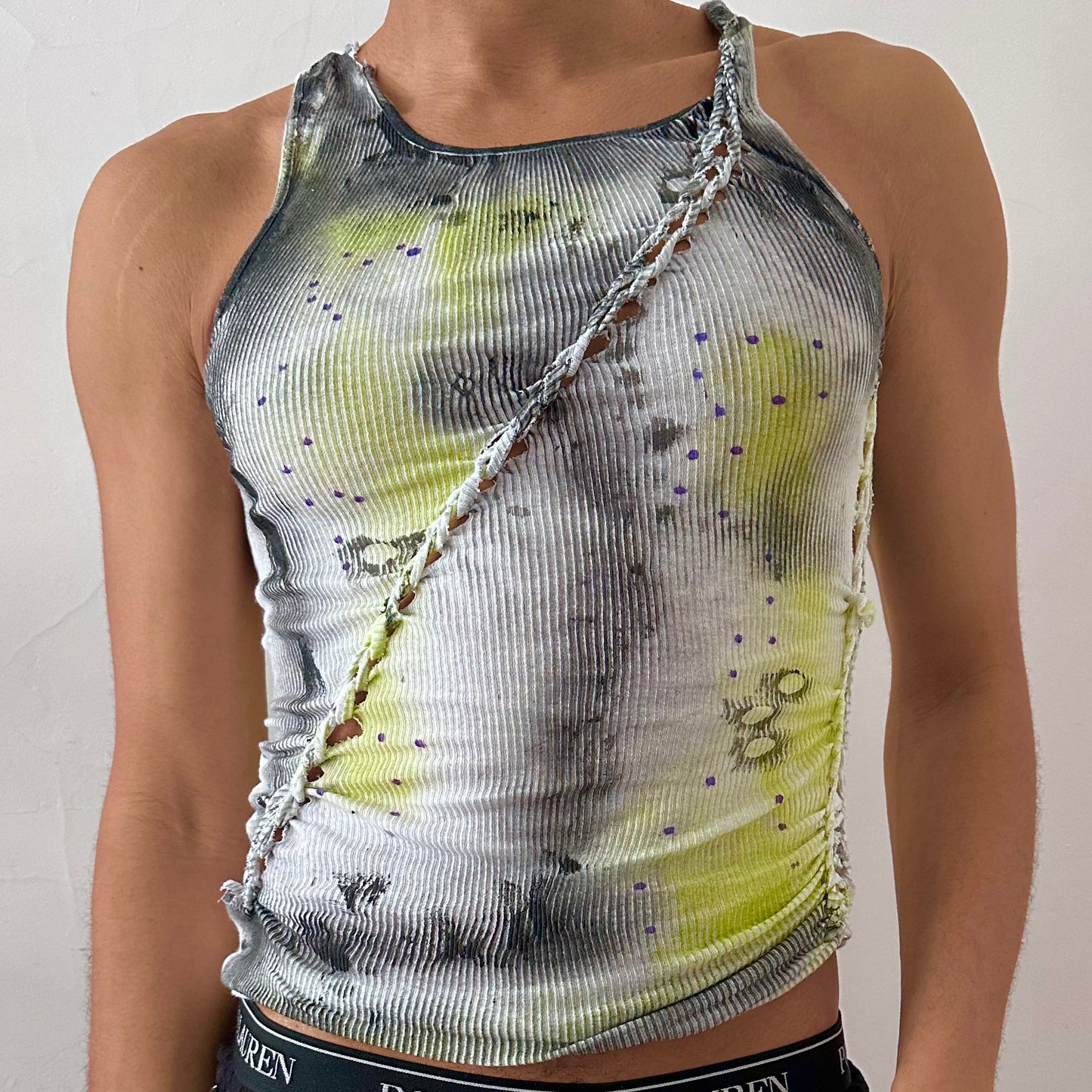 ASTROBOI x Hanes* 'Toxic Daisy' White Braided Yellow/Black Graphic Print Tank Top - Large