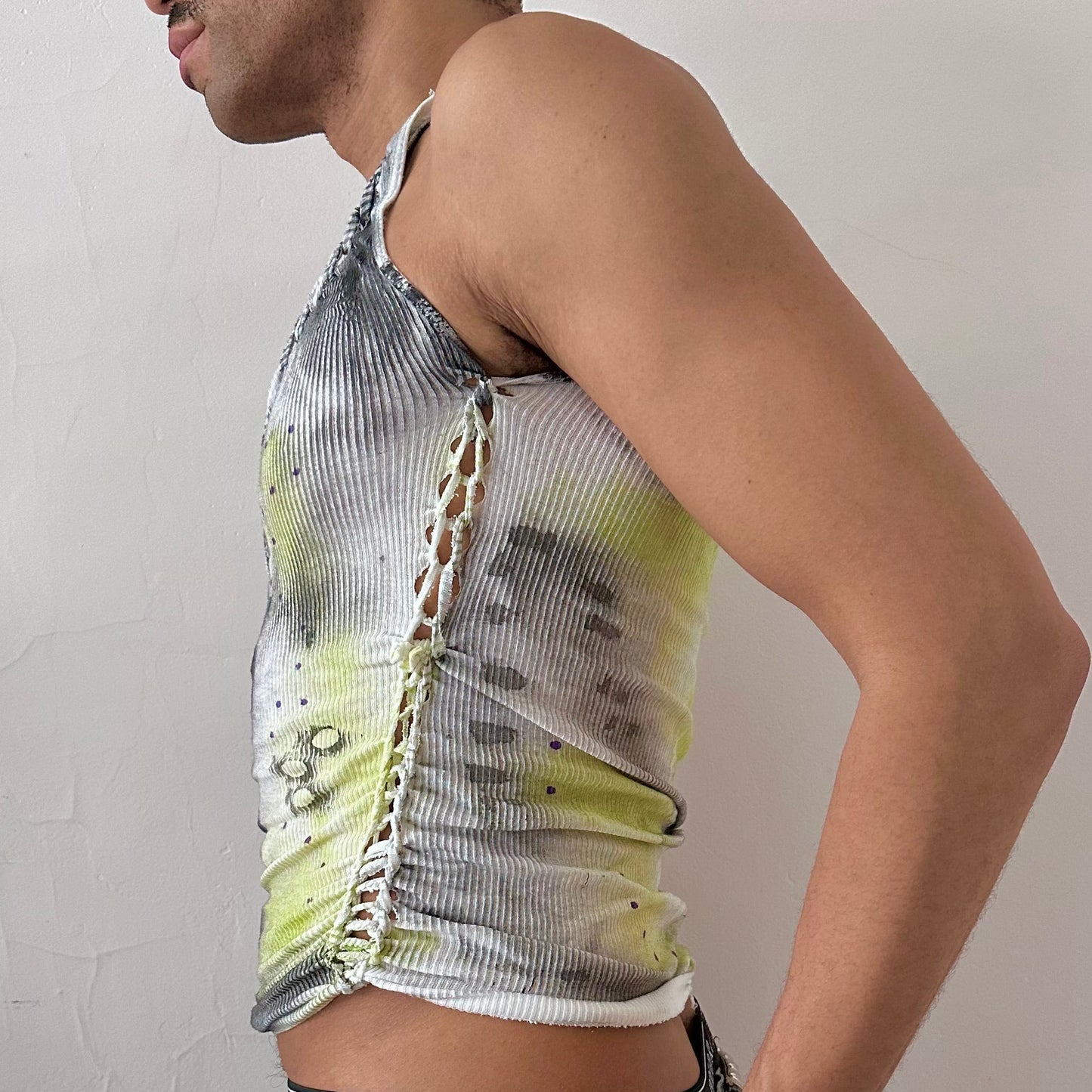 ASTROBOI x Hanes* 'Toxic Daisy' White Braided Yellow/Black Graphic Print Tank Top - Large