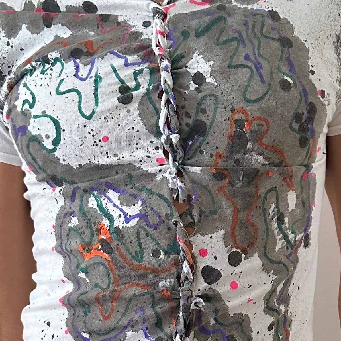 ASTROBOI* x Hanes 'Multicolor' White Painted Graphic T-shirt - Medium