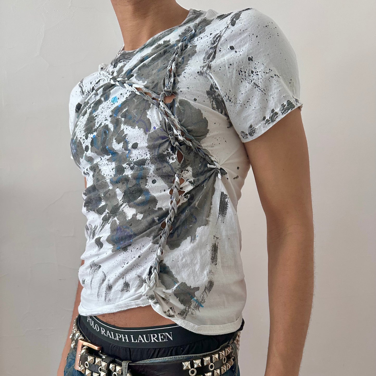 ASTROBOI* x Gildan 'Hidden Messages' White Painted Graphic T-shirt - Medium