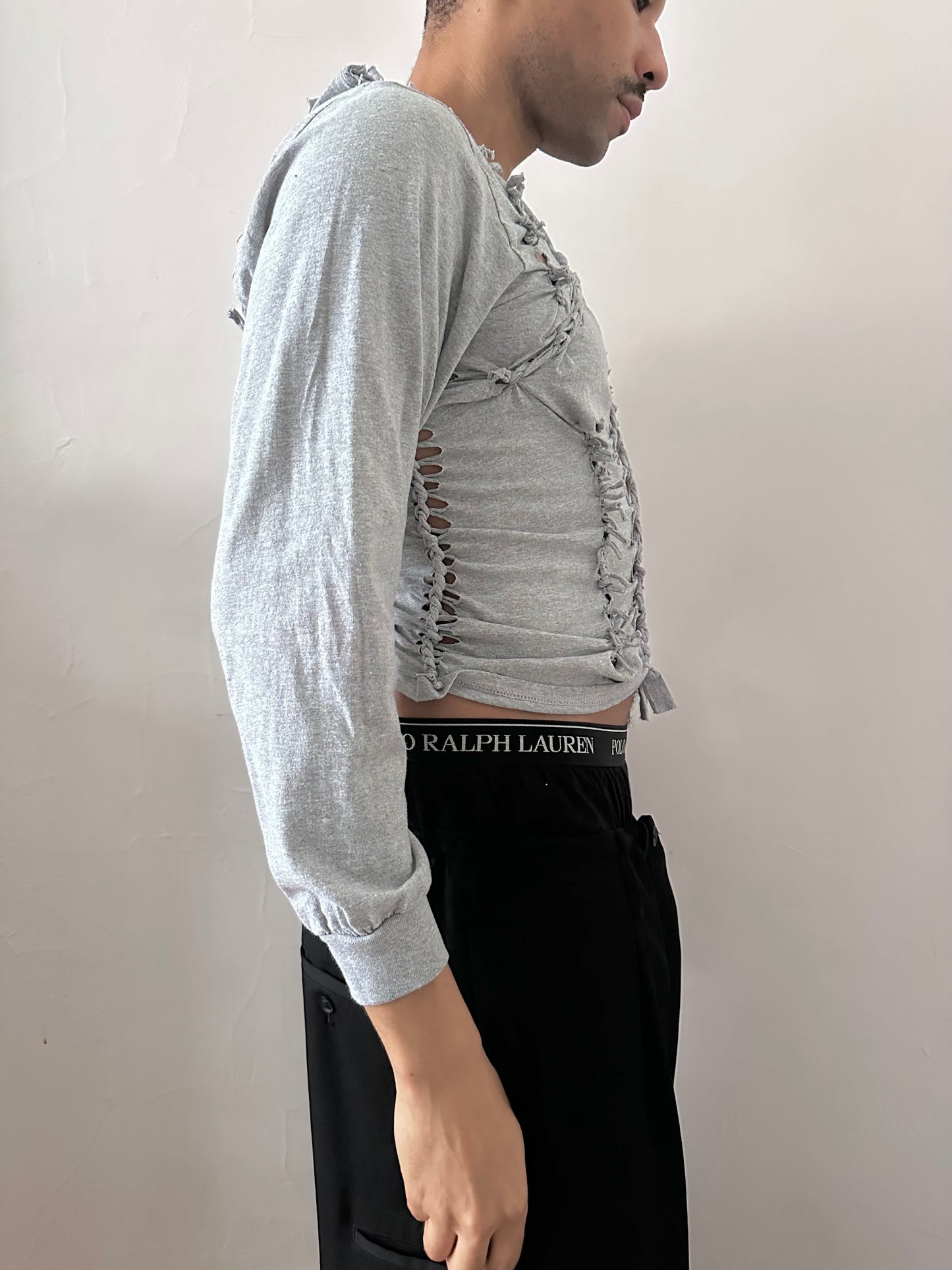 ASTROBOI* x Gildan 'Neutral' Gray Braided Twist Long Sleeve T-Shirt - Large