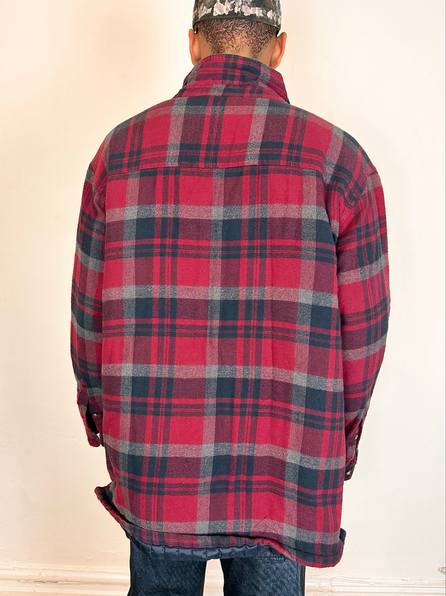 Vintage Cherokee Red Plaid Flannel Quilted Jacket - XL