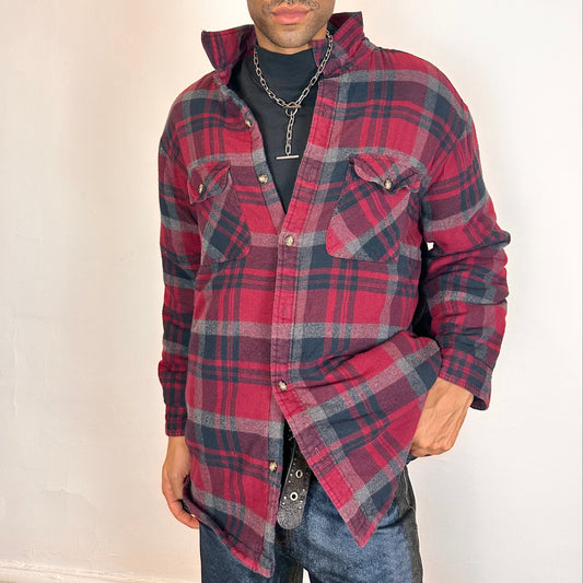Vintage Cherokee Red Plaid Flannel Quilted Jacket - XL