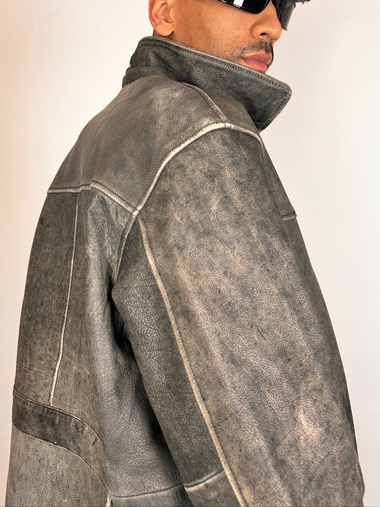 M.JULIAN BY WILSONS LEATHER ANTIQUE GRAY LEATHER JACKET _ XL