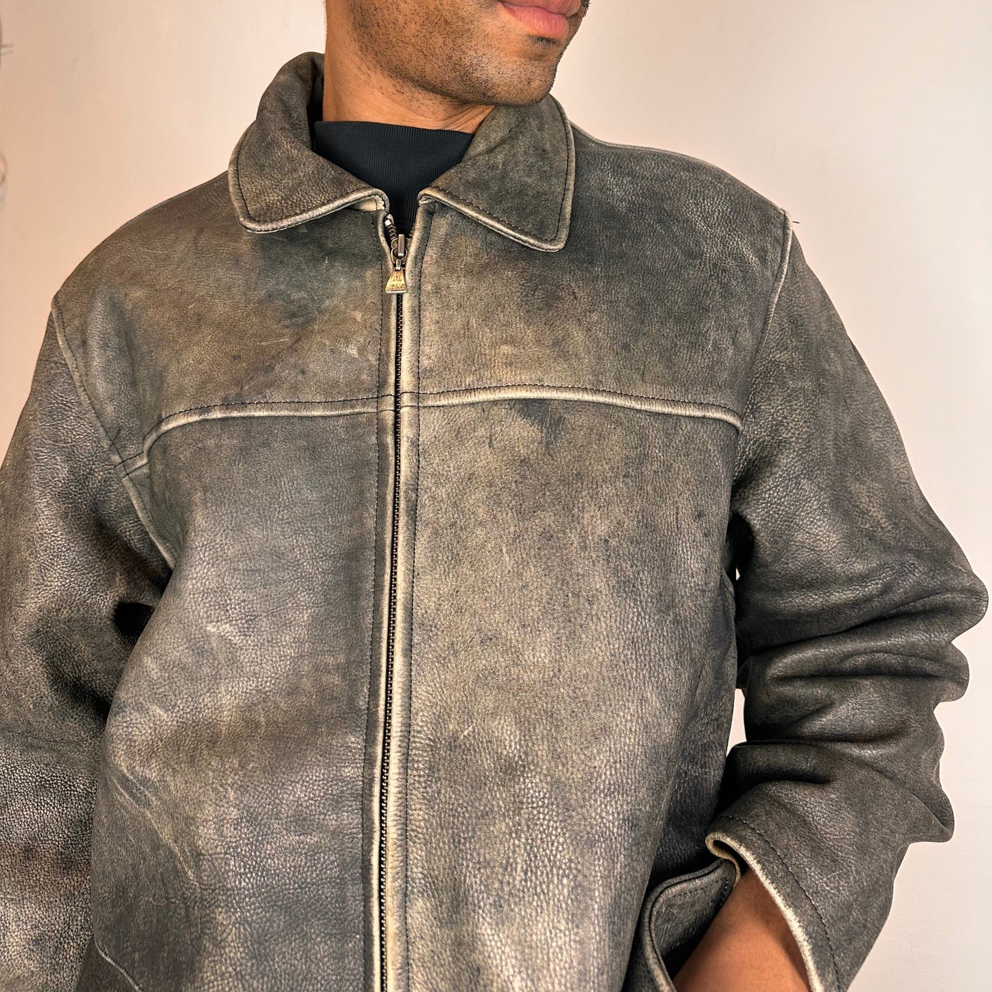 M.JULIAN BY WILSONS LEATHER ANTIQUE GRAY LEATHER JACKET _ XL