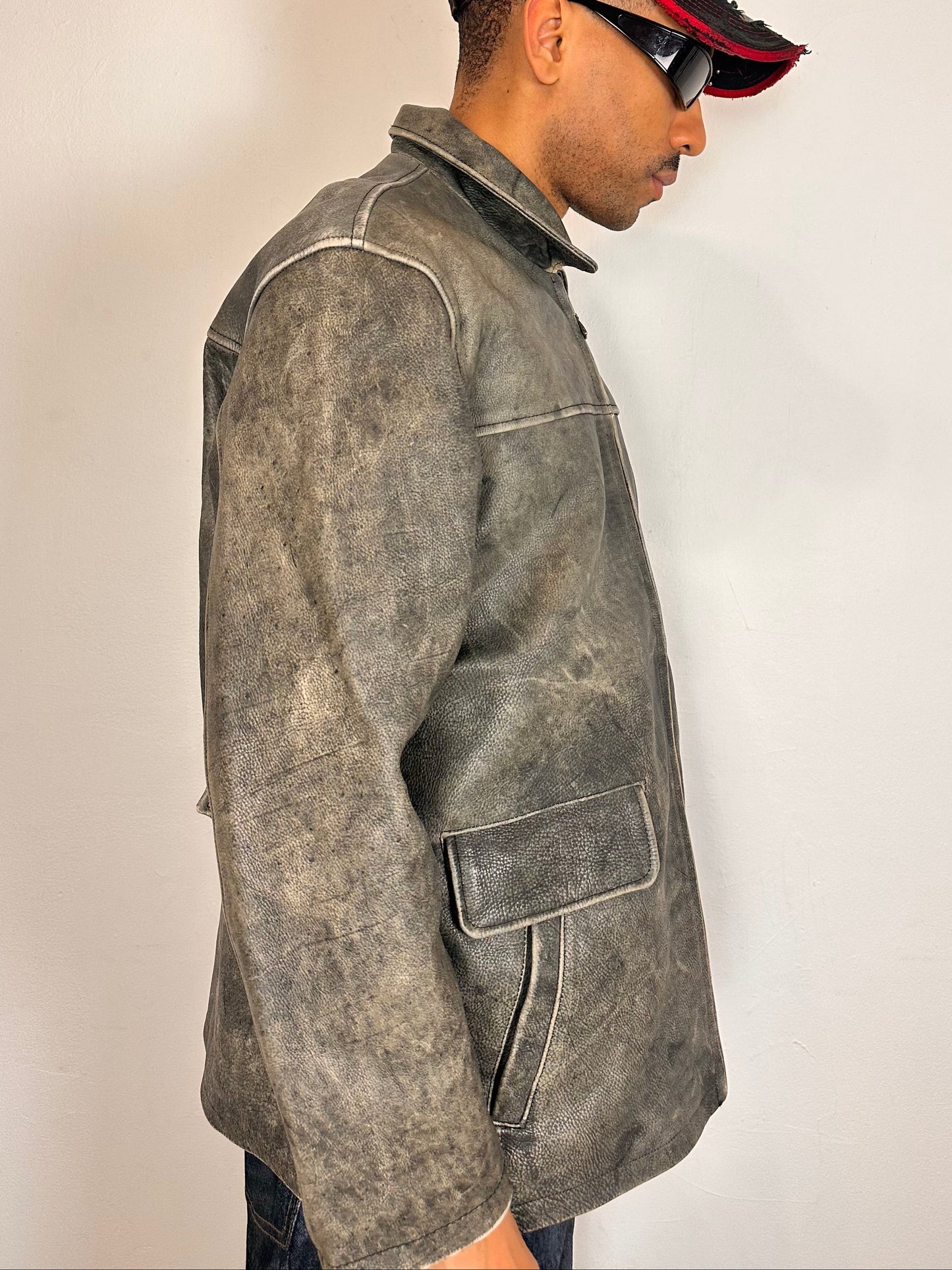 M.JULIAN BY WILSONS LEATHER ANTIQUE GRAY LEATHER JACKET _ XL
