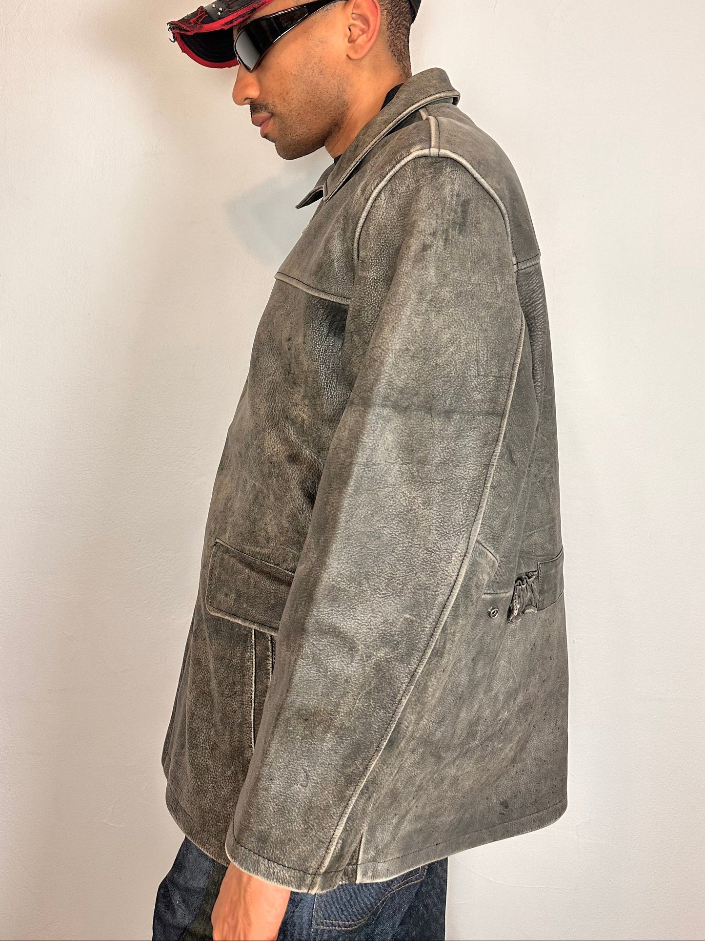 M.JULIAN BY WILSONS LEATHER ANTIQUE GRAY LEATHER JACKET _ XL