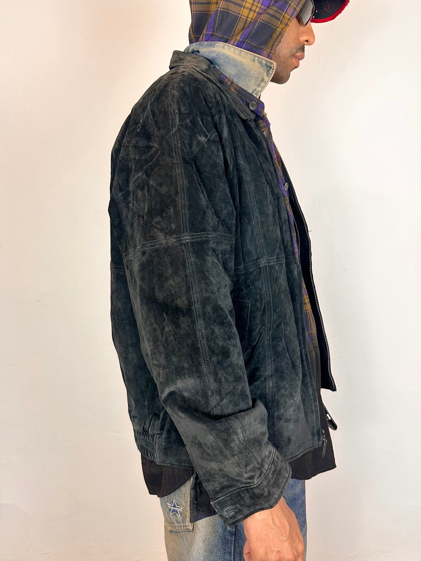 Vintage Newport Harbor Men's Classic Black Suede Jacket - XL