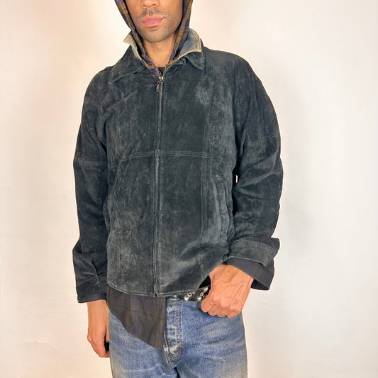 Vintage Newport Harbor Men's Classic Black Suede Jacket - XL