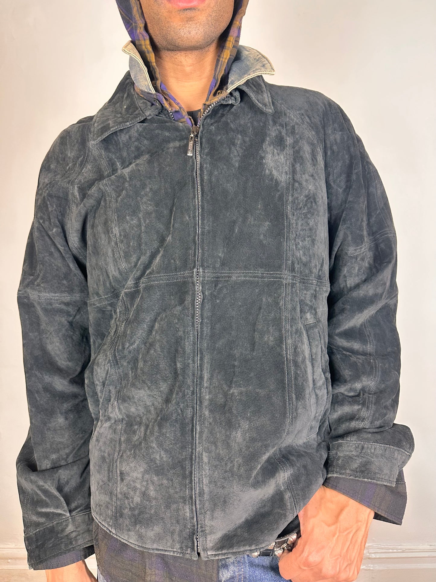 Vintage Newport Harbor Men's Classic Black Suede Jacket - XL