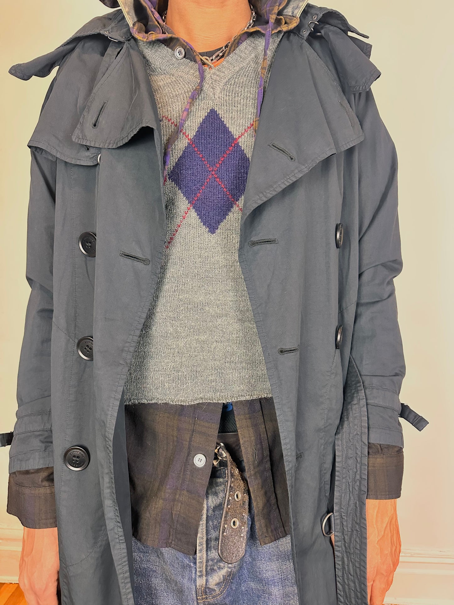 Vintage Burberry Black Trench Coat - 48