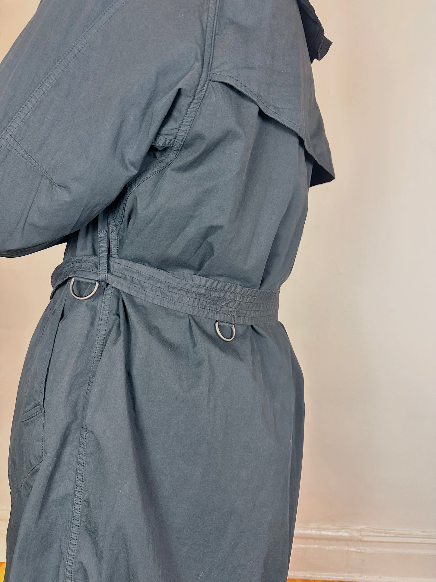 Vintage Burberry Black Trench Coat - 48