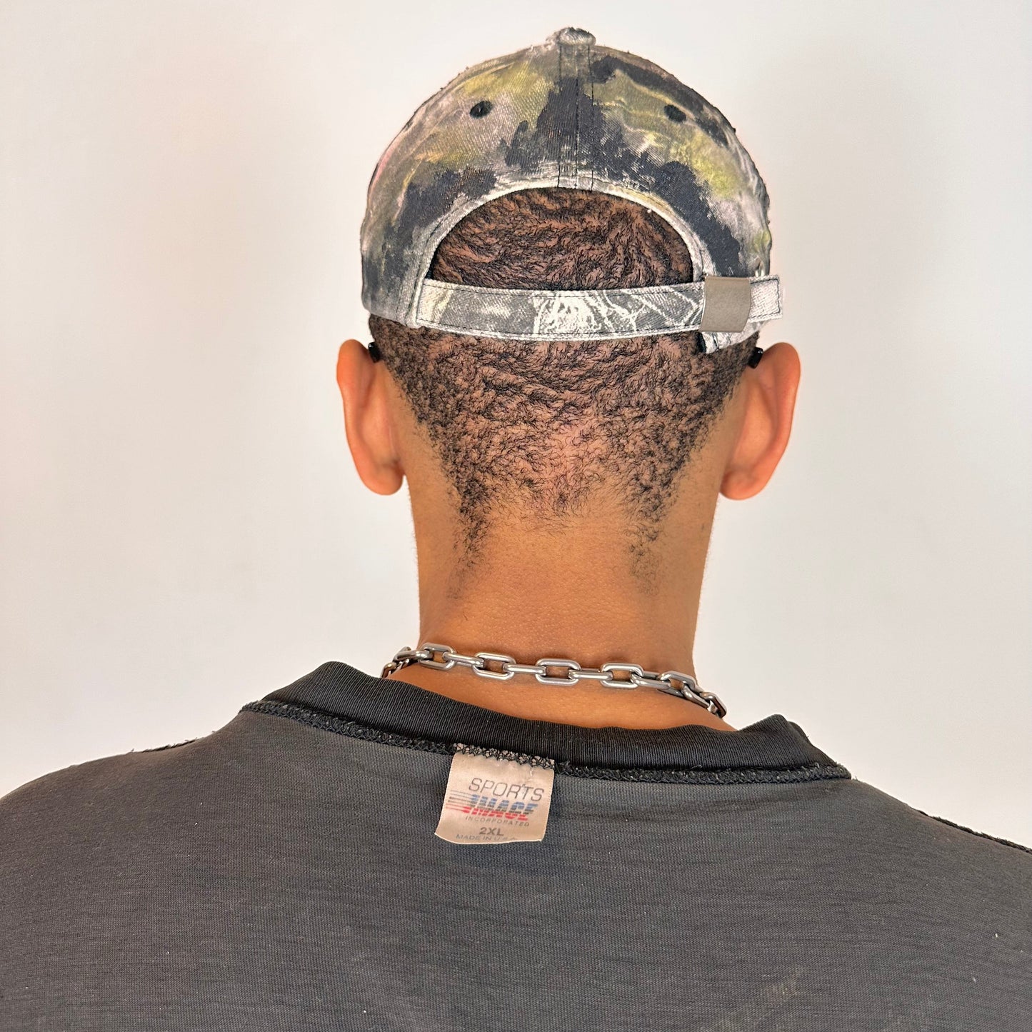 ASTROBOI* Y2K Trompe L'oeil Distressed White & Black Denim Streetwear Hat