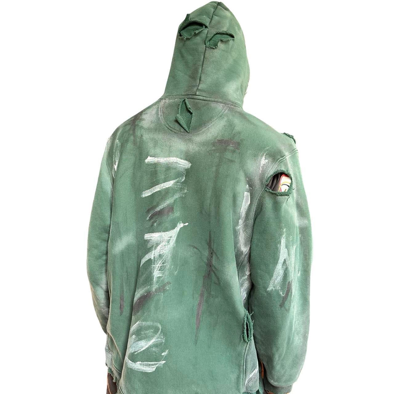 Green Heavyweight Oversized Painted Utility Hoodie – back