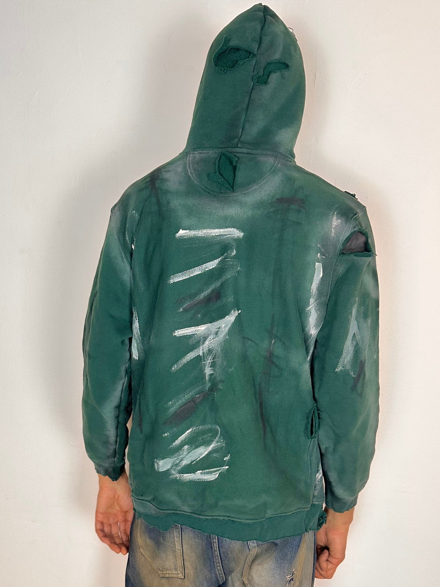 Green Heavyweight Oversized Painted Utility Hoodie – Medium