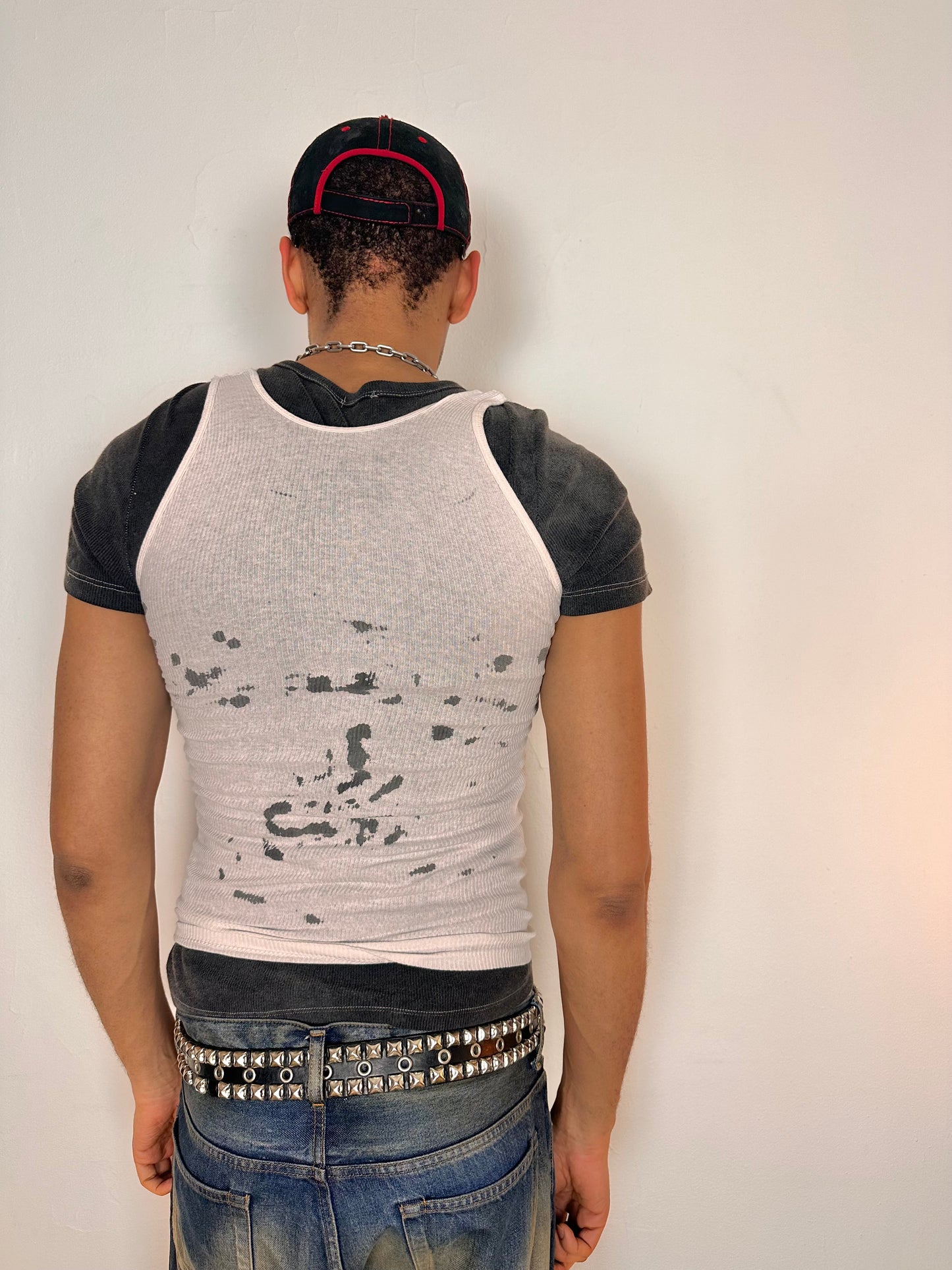 x Hanes 'Tides High' White & Black Print Tank Top - Small