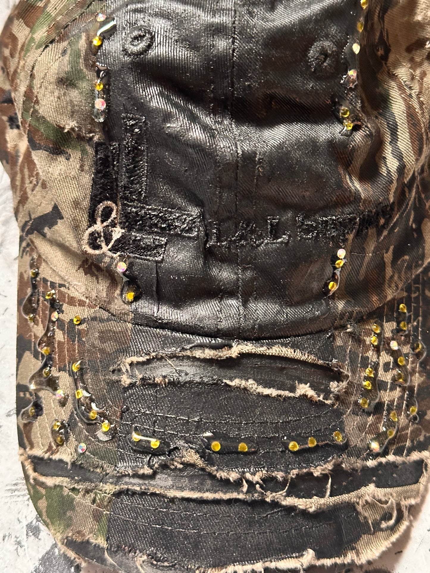 ASTROBOI* 'L&L' Green Real Tree Rhinestone Tattoo Utility Hat