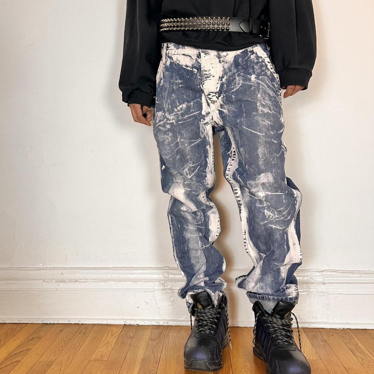 ASTROBOI* Blue & White Painted Workwear Jeans - 38x34