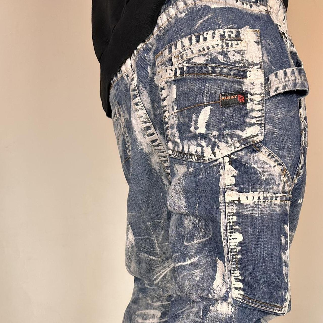 ASTROBOI* Blue & White Painted Workwear Jeans - 38x34