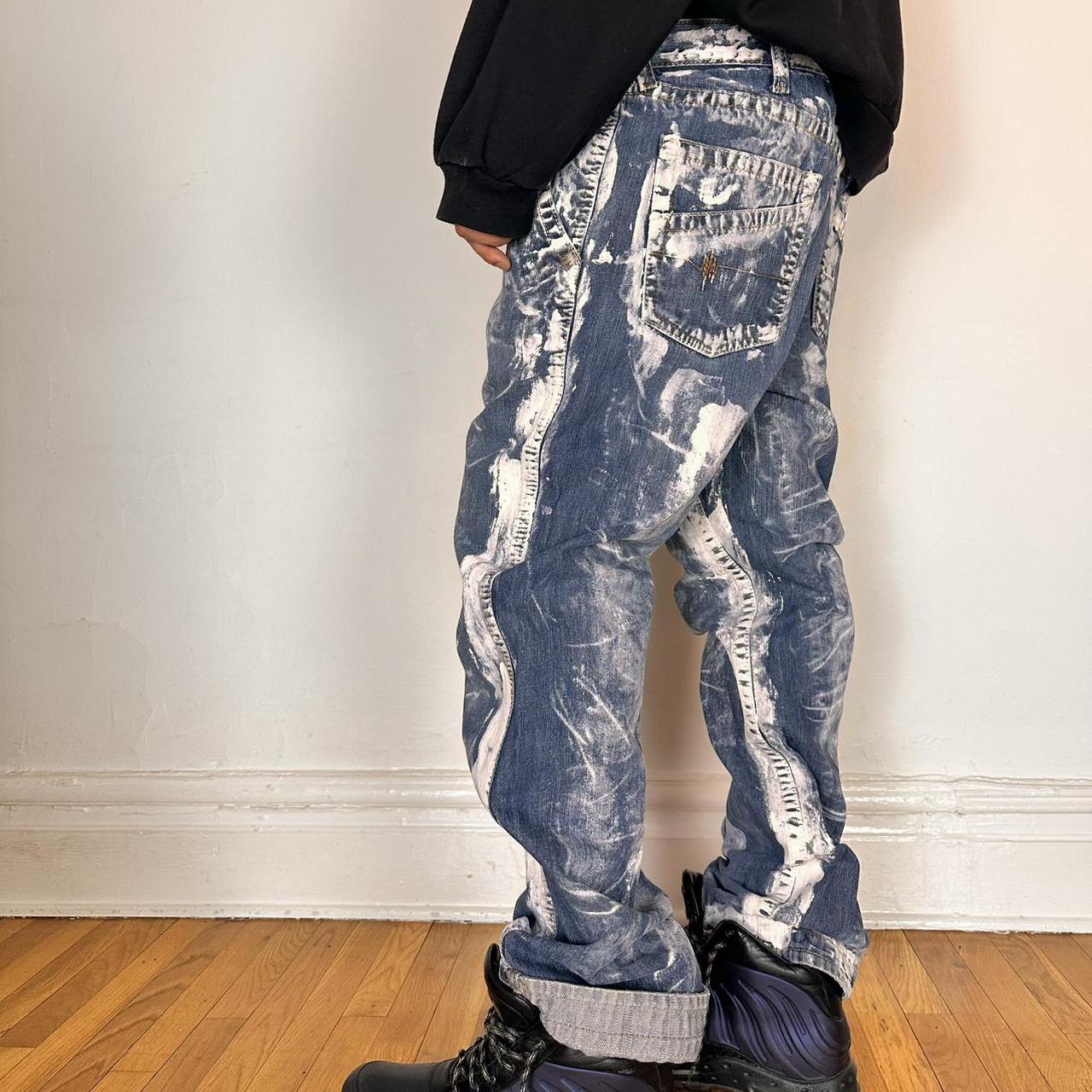 ASTROBOI* Blue & White Painted Workwear Jeans - 38x34