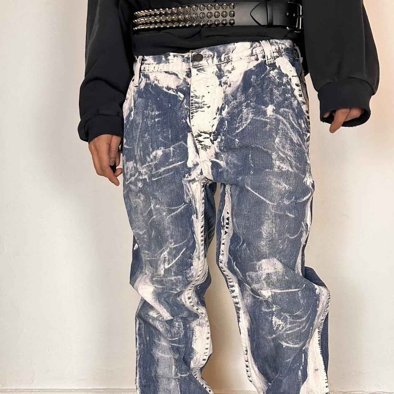 ASTROBOI* Blue & White Painted Workwear Jeans - 38x34